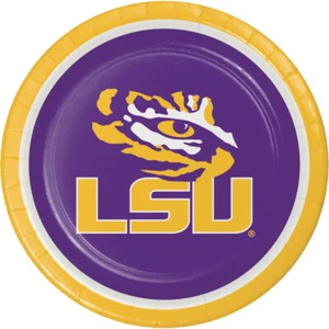LSU Tigers 8 9" Dinner Lunch Plates Tailgating Football Party - Picture 1 of 2