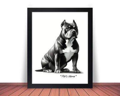 Framed & Personalized PIT BULL BULLY Photo Picture DOG NAME 8x10 or 11x14 (P4) - Image 1 of 4