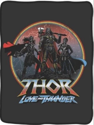 NEW Thor Love and Thunder Plush Fleece Throw Gift Blanket SOFT Marvel Movie Hero - Image 1 of 3