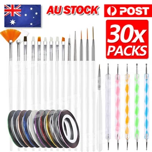 30pcs Nail Art Brushes Dotting Pen Polish Tool Design Set Brush Painting Drawing - Picture 1 of 11