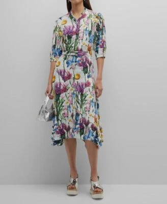 Vestido para mujer $1950 Stella McCartney blanco floral con botones delanteros talla 44 Foto 1 de 4