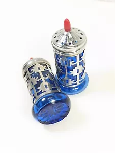 Salero y pimentero de colección con cubierta metálica 2 piezas azul cobalto (BUEN ESTADO UTILIZABLE) - Imagen 1 de 6
