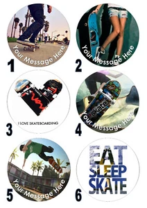 Skateboard boarder 7.5 inch round edible Icing Sheet Iced Cake Topper - Picture 1 of 7