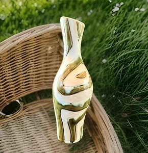 Ceramic 12" Tall Vase with Light Green-White Swirl Drip Glazed Decor - Picture 1 of 7