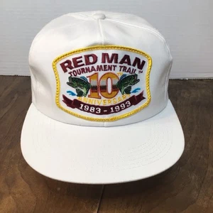 Cappello Berretto Red Man Tobacco Vintage anni 90 Torneo Trail Bass Fishing Snapback Patch - Foto 1 di 11