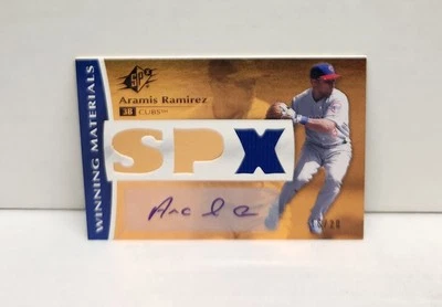 Autógrafos de materiales ganadores SPx de Aramis Ramirez 2008 ~ Cubs GU AUTOMÁTICO #'d/20 RARO Foto 1 de 2