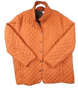 J.Jill Jacket Quilted Collared Size 4X Orange Button Up Pockets - Picture 1 of 13