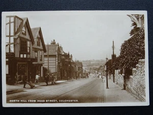 Essex Colchester NORTH HILL From HEAD STREET c1932 RP Postcard - Picture 1 of 3