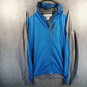 Columbia Titanium Rain Jacket Men L Blue Gray Packable Logo Lightweight Outdoors - Picture 1 of 13