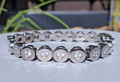 Titan breit Tennis Armband  atemberaubend funkelnd! Video ! Ideal für Allergiker - Bild 1 von 4