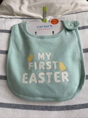 NUEVO Babero Carter's "Mi Primera Pascua" Dentición Bebé, Resistente al Agua, Oeko Tex Foto 1 de 3