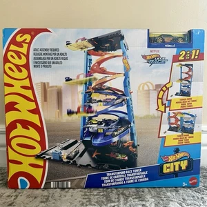 Hot Wheels City Transforming Race Tower 2 in 1 pista pista set/auto nuovo con scatola HKX43 - Foto 1 di 7