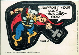MARVEL COMIC BOOK HEROES 1974 STICKER CARD THOR-1 - Picture 1 of 1