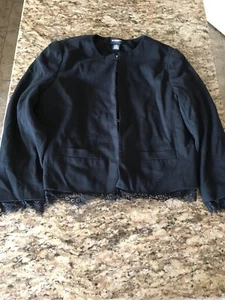 SALE!!! Liz Claiborne Career Graphic Amour Black Blazer Size L - Picture 1 of 3