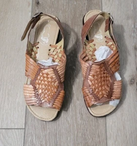 Artesanal Jr Arias Tejidas gewebte bequeme Leder-Huarache-Sandalen Größe 5 - Bild 1 von 7