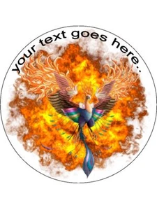 Fire Phoenix Pheonix Fantasy Personalised wafer Icing edible Round Cake topper - Picture 1 of 1