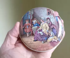 1860er "VERSTECKEN UND SUCHEN"" KINDER SPIEL PRATT TOPFDECKEL MULI FARBE ORIGINAL PRATTWARE - Bild 1 von 7