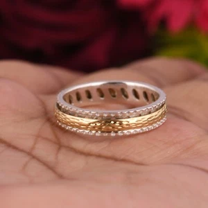 Anillo de meditación Spinner de dos tonos talla 925 joyería hecha a mano - Imagen 1 de 11
