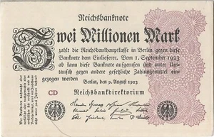 GERMAN BANKNOTE SERIES P104 Reichsbank AUGUST 1923 5TH ISSUE CHOOSE FROM MENU - Picture 1 of 11