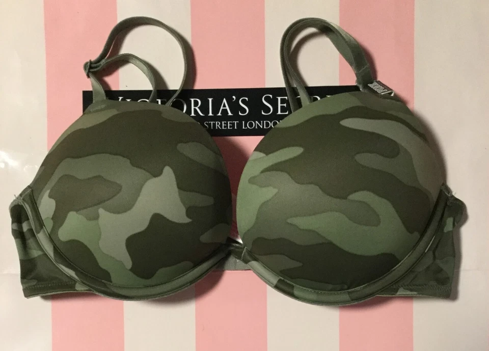 Victoria's Secret PINK Wear Everywhere SUPER PUSH-UP (Bombshell) Bra CAMO 32's - Image 1 of 4