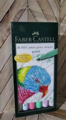 Juego de 6 bolígrafos de dibujo con pincel Pitt Artist Faber Castell colores pastel #: 16 71 63 Foto 1 de 4