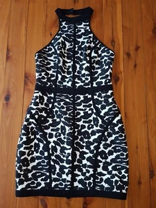 FINDERS KEEPERS Black/White Leopard Print Halter Neck Dress Size 8 - Picture 1 of 4