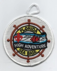 Florida High Adventure Sea Base "High Adventure" Patch, w/ button loop, Mint! - Foto 1 di 1