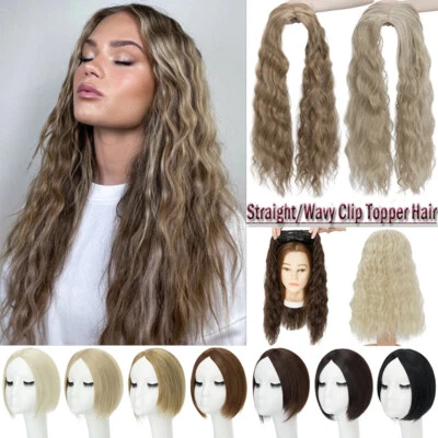 Clip in Hairpiece 100% Real As Remy Human Hair Topper Toupee Women With Bangs UK - Image 1 of 4