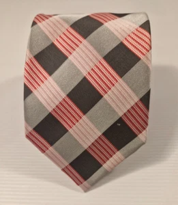Carlo Visconti - Tartan Red and Grey Polyester Necktie Business Formal Tie - Picture 1 of 5