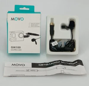 Movo GM100 External Lavalier Clip-on Condenser Microphone for GoPro HERO 3 3+ 4 - Picture 1 of 9