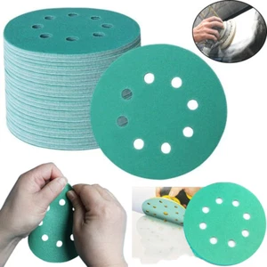 50X 5" Zirconia Discos de lijado húmedo y seco Papel de lija Almohadillas de película 40~2000Grit 8 orificios - Imagen 1 de 5