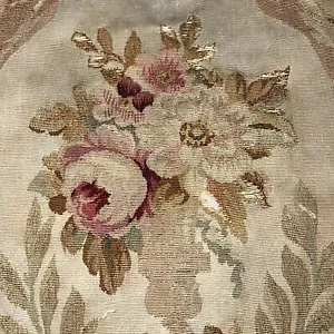 Antique French Aubusson Floral Tapestry Chair Textile Fragment Pillow Project - Picture 1 of 17