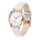  Watches Waterproof Leather Watch White Watchband Rose Gold Bezel White Dial