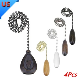 FEESHOW 4Pcs Ceiling Fan Chain Pulls Wooden Pendant Pull Chain Extension AU - Picture 1 of 23