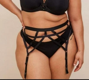 Torrid Black Satin Strappy and Stretchy Overt Garter Belt Plus Size 5X/6X - Picture 1 of 6