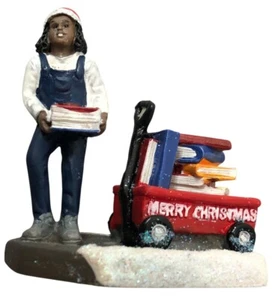 St Nicholas Square Christmas Village Figurine Girl with Books & Wagon - Picture 1 of 4