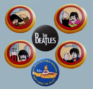 Retro Style Beatles Metal Pin/Badges Several Designs 6cm 1 Piece Or A Set Of 6 - Foto 1 di 9