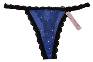 UNDERGIRL Damen blau/schwarz transparent Strass Spitze Tanga Höschen Gr. M Neu mit Etikett - Bild 1 von 2