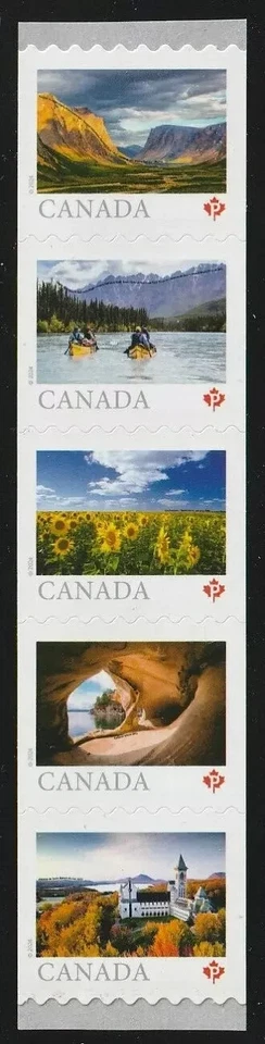 Canada New 2024 From Far and Wide Stripe of 5 Stamps from Coil MNH — 第 1/1 张图片