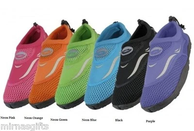 Womens Slip On Water Aqua Shoes Socks Assorted Plus Neion Colors 5 6 7 8 9 10 11 - Image 1 of 2