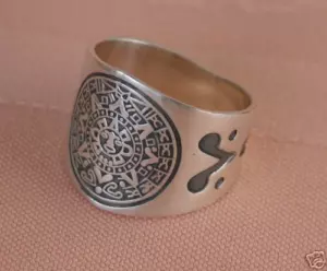 Anillo Calendario Azteca Plata Esterlina .925 De Taxco NUEVO - Imagen 1 de 4
