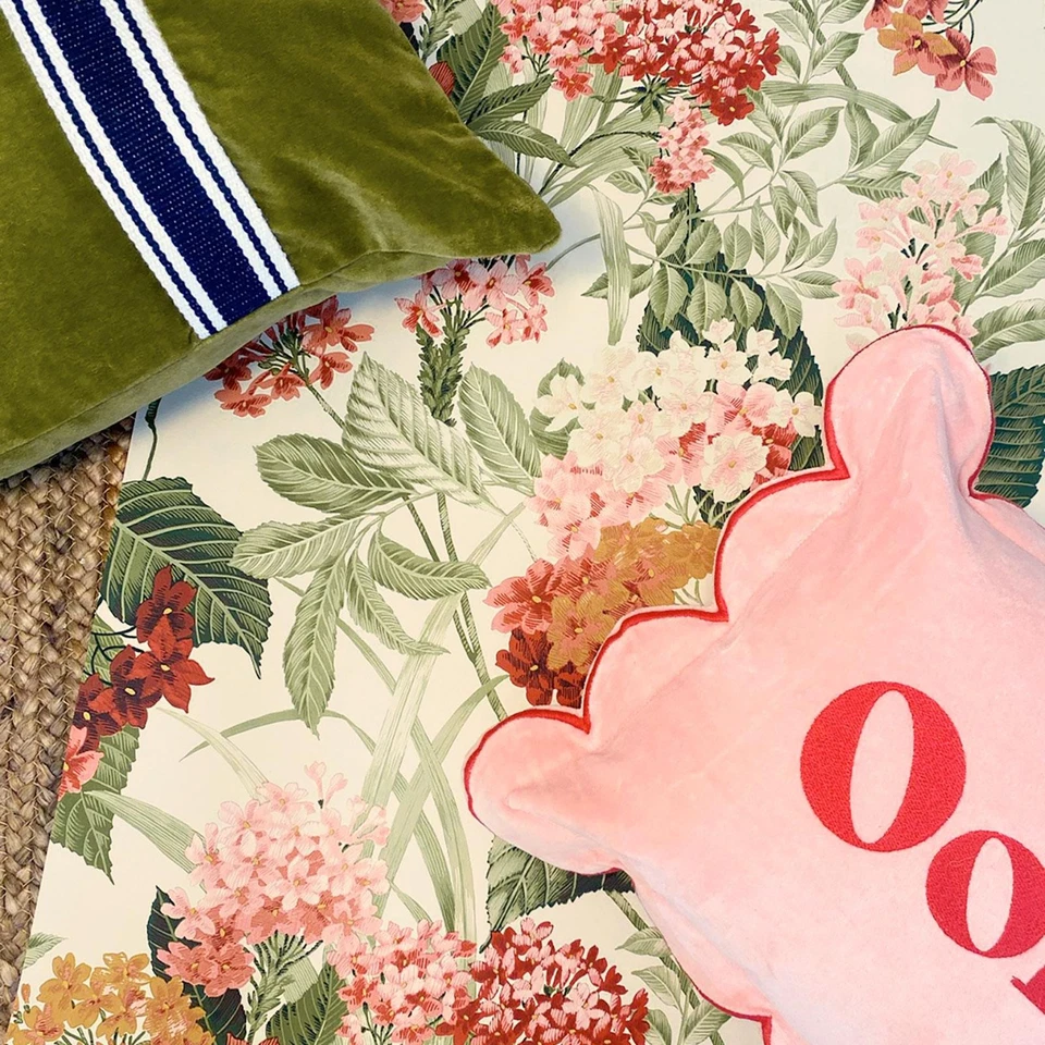 Misaki Floral Wallpaper Sage Green/Orange Belgravia 2322 Feature Wall Decor