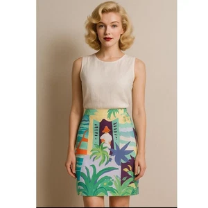 Ralph Lauren Country Silk Skirt Vintage 90s Tropical Print Resort Wear Rare Med - Picture 1 of 7