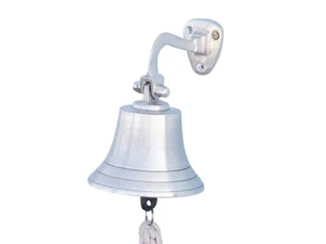 Hampton Nautical Brushed Nickel Hanging Ship's Bell, 6" Nautical Decoration - Picture 1 of 1