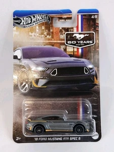 Hot Wheels '18 Ford Mustang RTR Spec 5 Silver Series 60 Years Gray 4/5 New - Picture 1 of 8