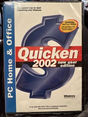 New Sealed Quicken 2002 New User Edition PC Home & Office PN 247740 - Image 1 of 4