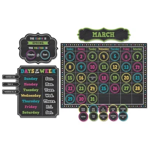 TEACHER CREATED RESOURCES Chalkboard Brights Calendar Bb Set 5615 - Picture 1 of 1