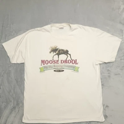Big Sky Brewing Co Shirt Mens Extra Large White Moose Drool Vintage Beefy-T - Image 1 of 4