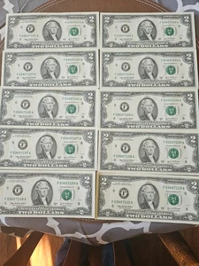 10 Consecutive Uncirculated Series 2003 A $2 Dollar Bills. Bank Of Atlanta - Picture 1 of 1