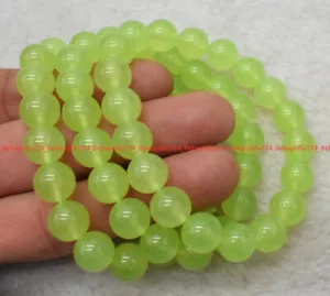 3 Pcs Natural 8mm 10mm Green Peridot Round Gemstone Beads Bracelet 7.5'' - Picture 1 of 12
